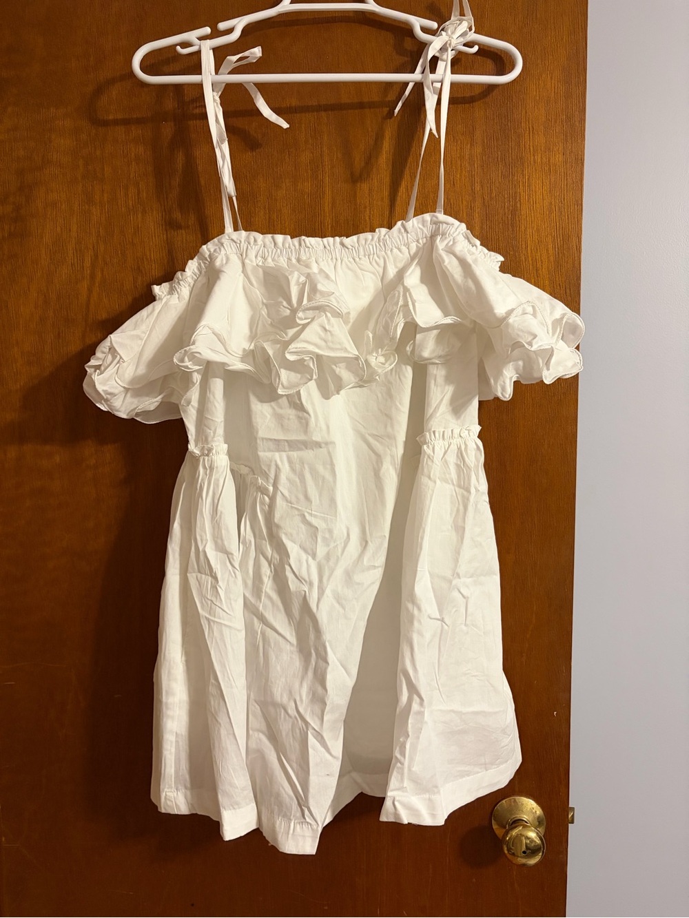 NWOT Free People White Ruffle Off-Shoulder Mini Dress